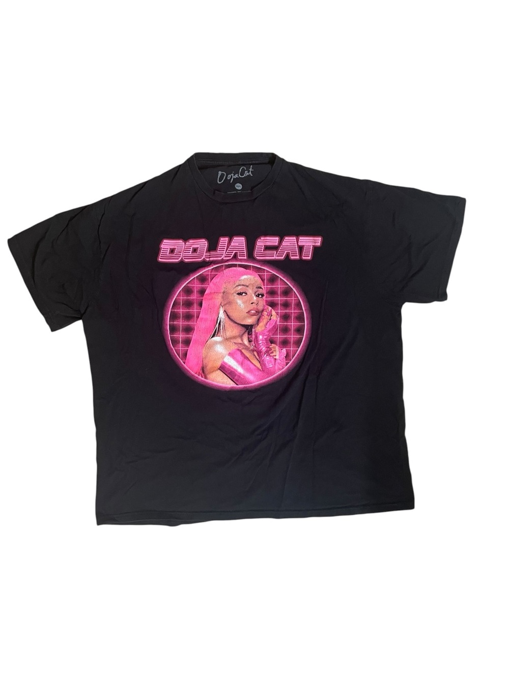 Doja Cat Men Black Graphic Print Logo Crew Neck Cotton T-Shirt Short Sleeve 2XL